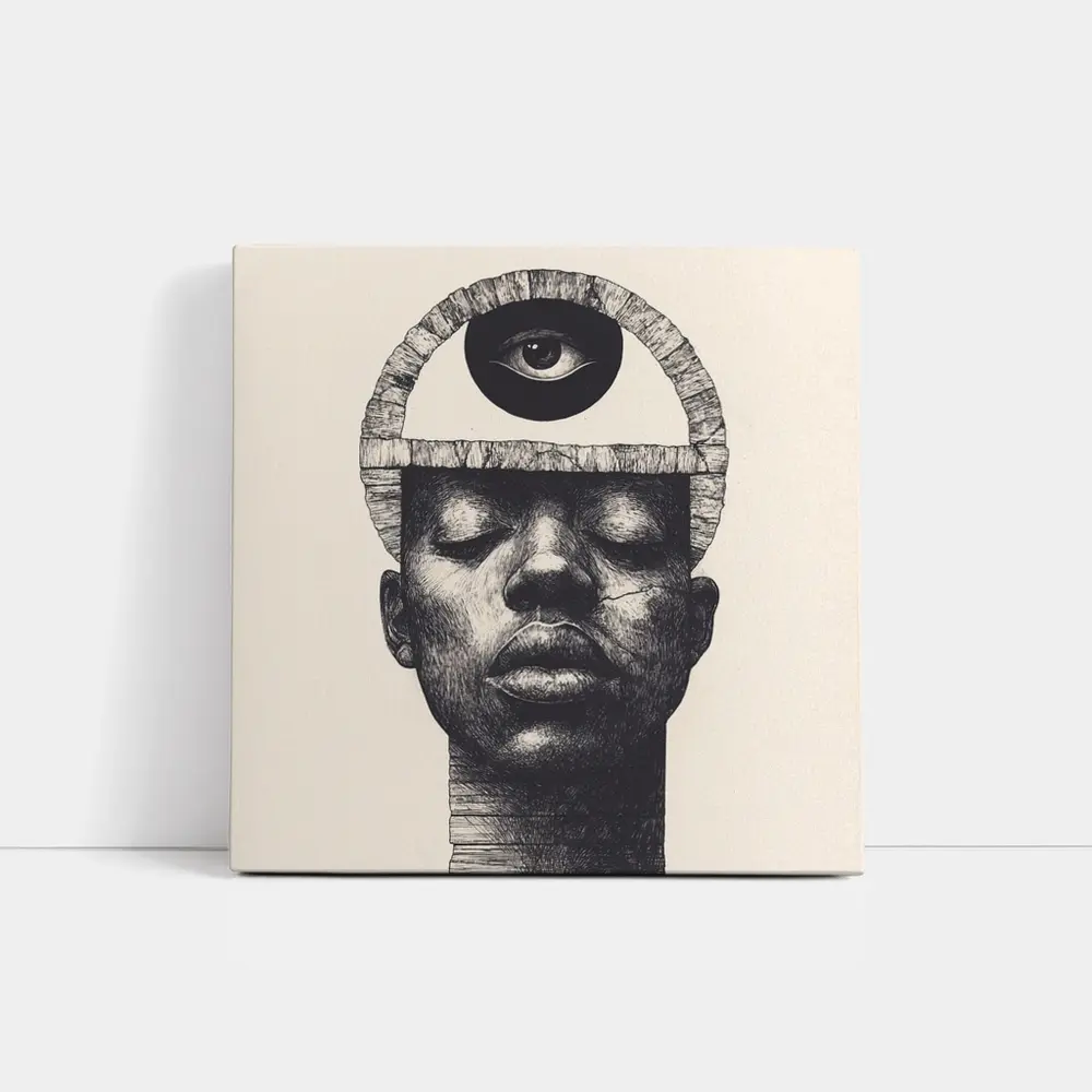 Third Eye Portrait Black White Surreal Art – Wall Art