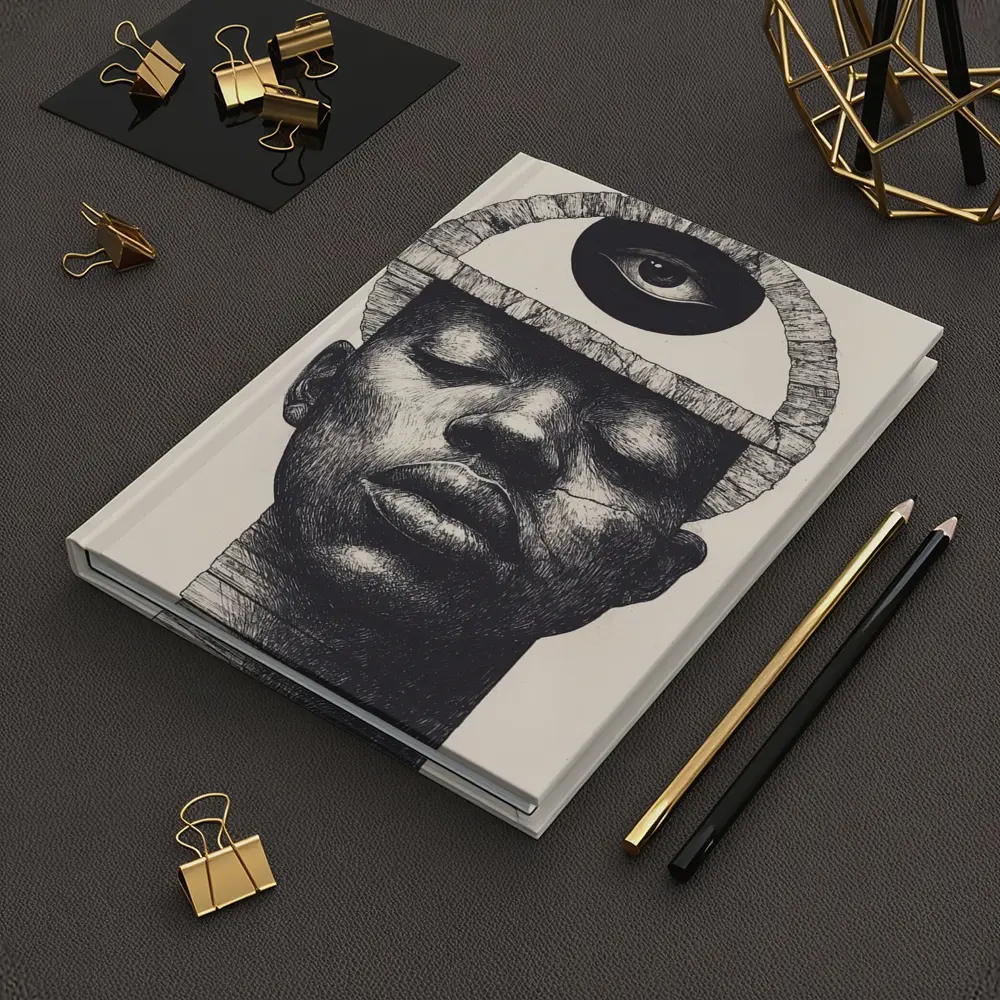Third Eye Portrait Black White Surreal Art – Notebooks
