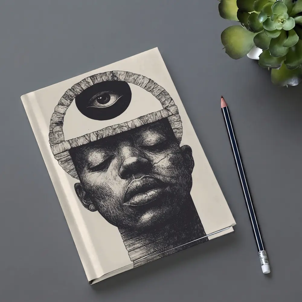Third Eye Portrait Black White Surreal Art – Notebooks