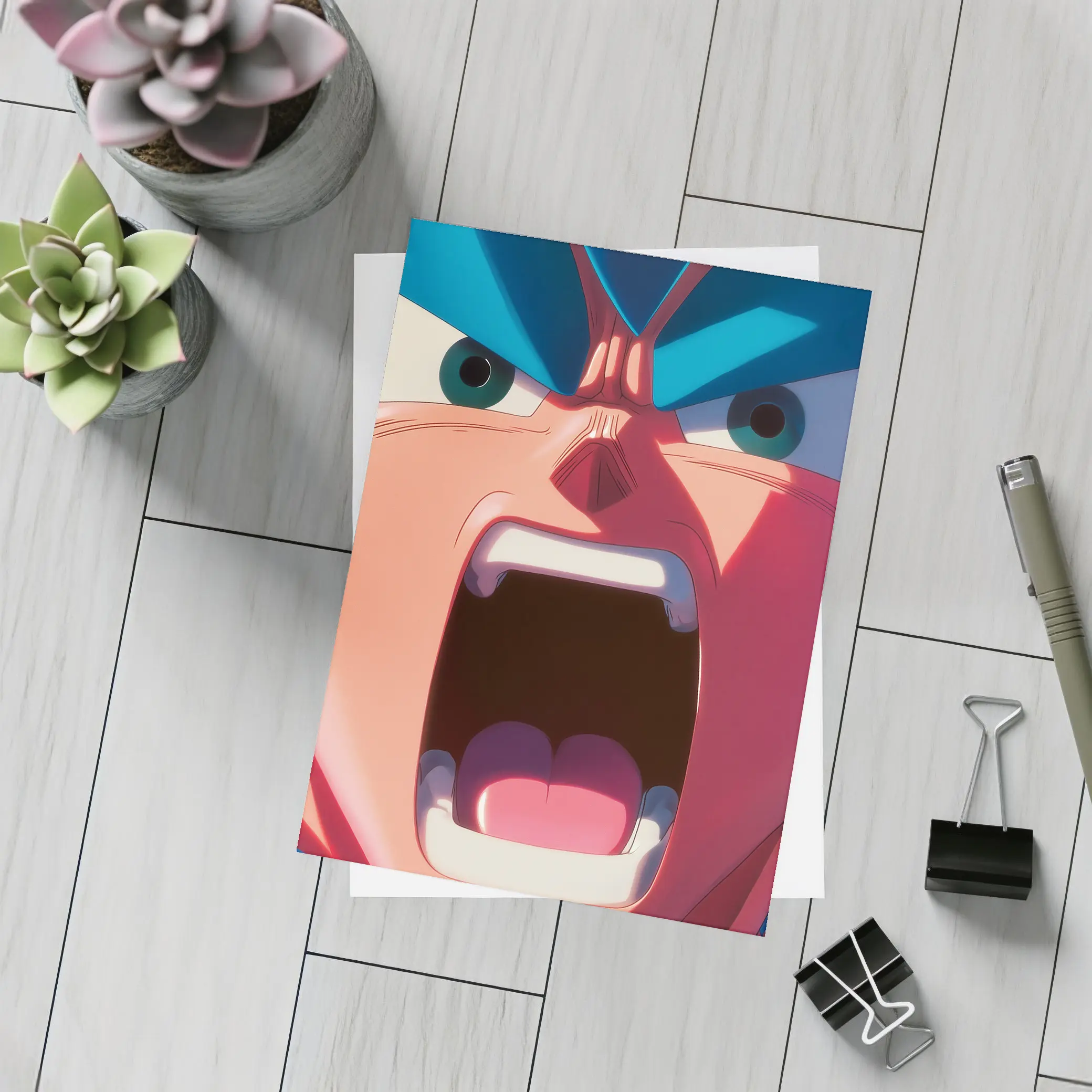 Anime Manga Character Screaming Close Up – Postcards