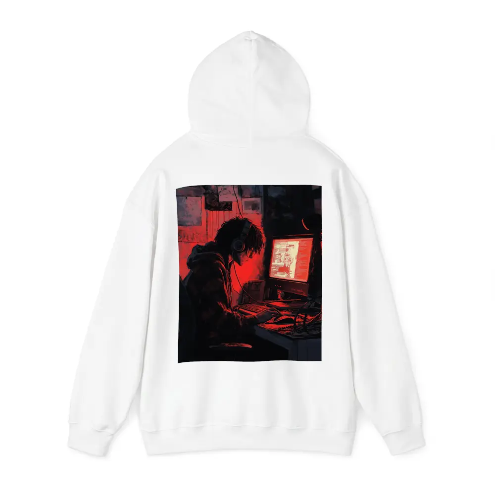 Hacker At Computer Red Glow Dark – Hoodies