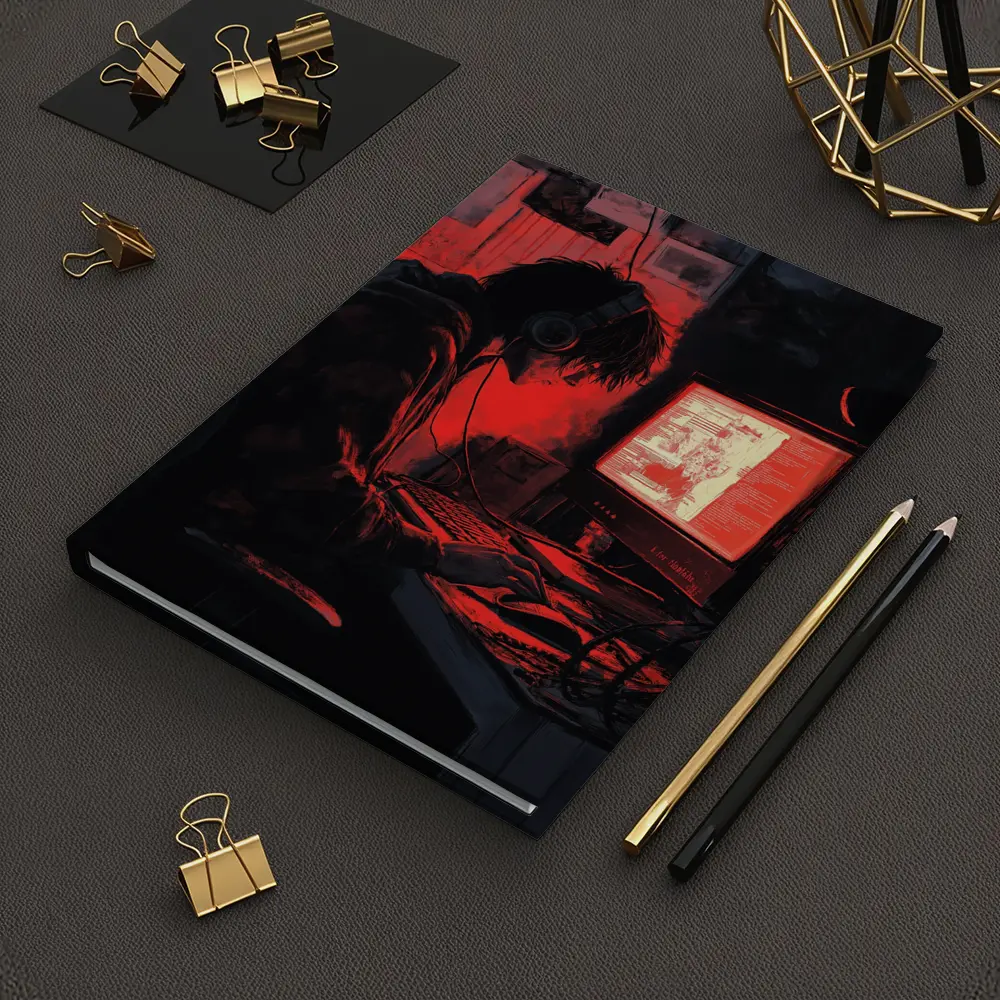 Hacker At Computer Red Glow Dark – Notebooks