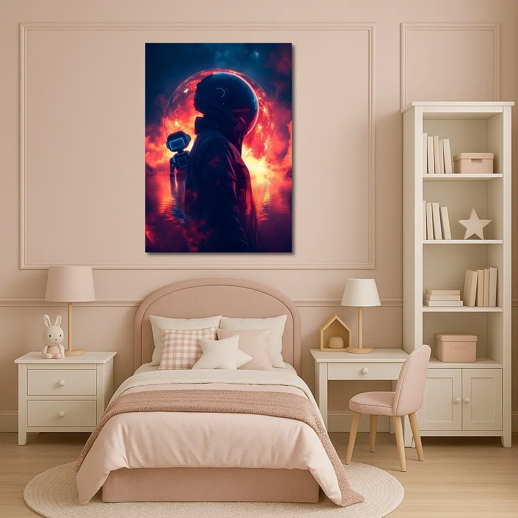 Astronaut Silhouette Red Planet Space Art – Wall Art