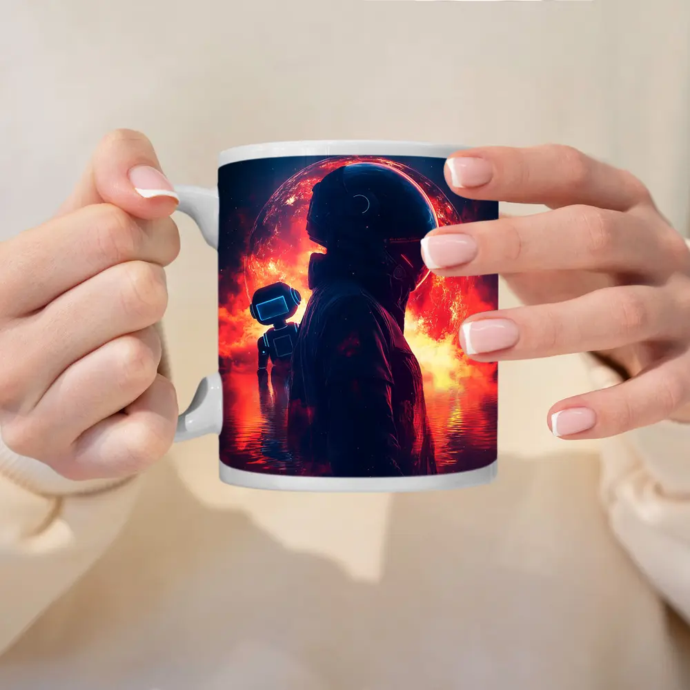 Astronaut Silhouette Red Planet Space Art – Mugs