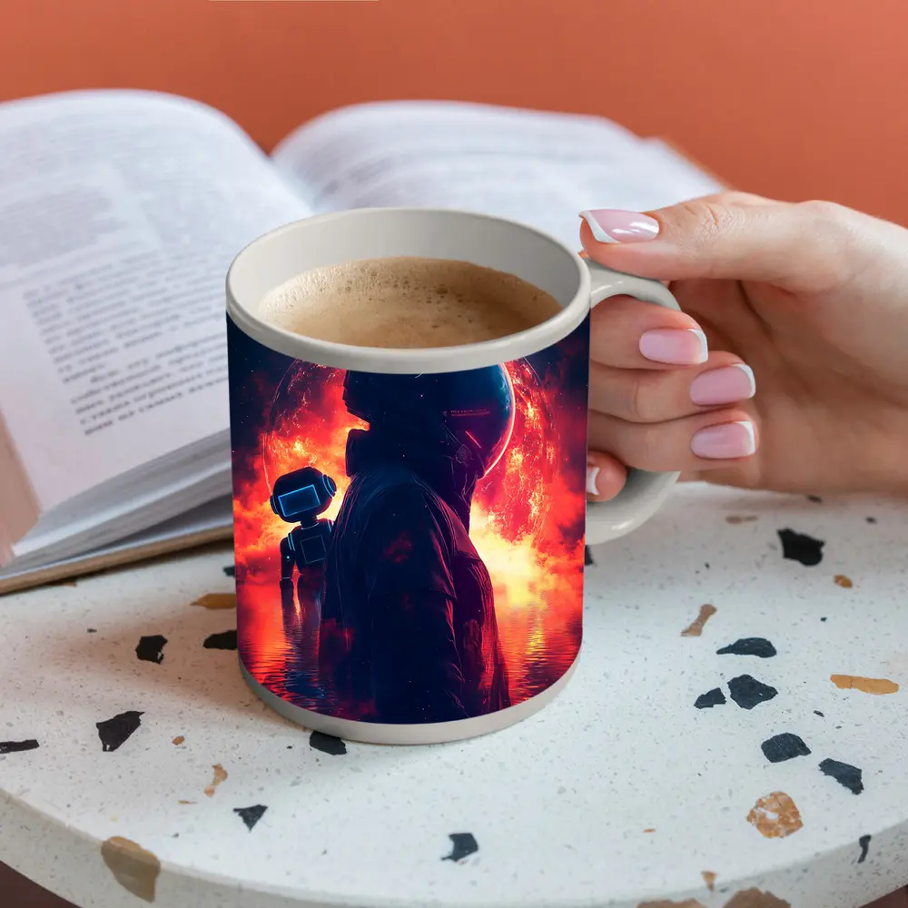 Astronaut Silhouette Red Planet Space Art – Mugs