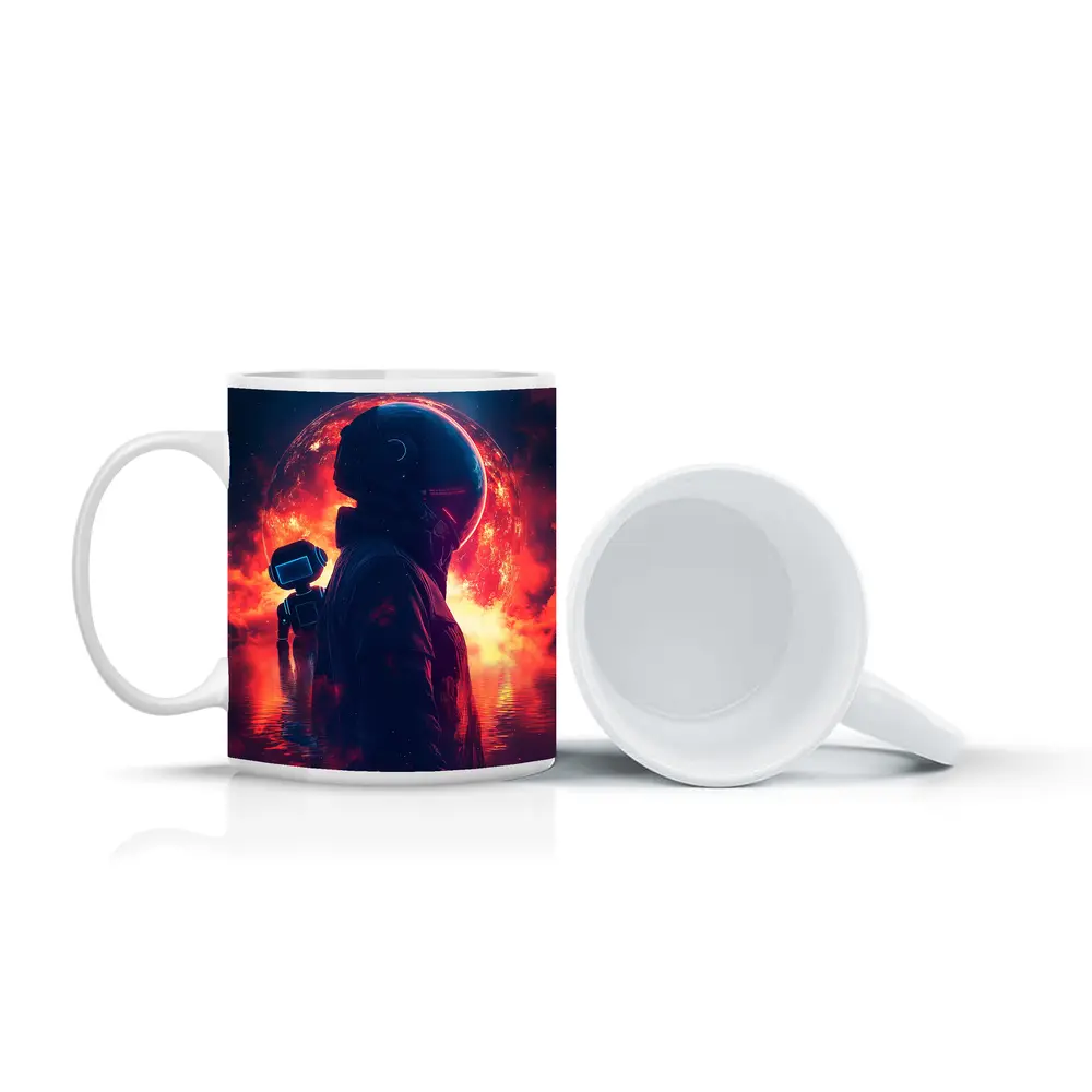Astronaut Silhouette Red Planet Space Art – Mugs