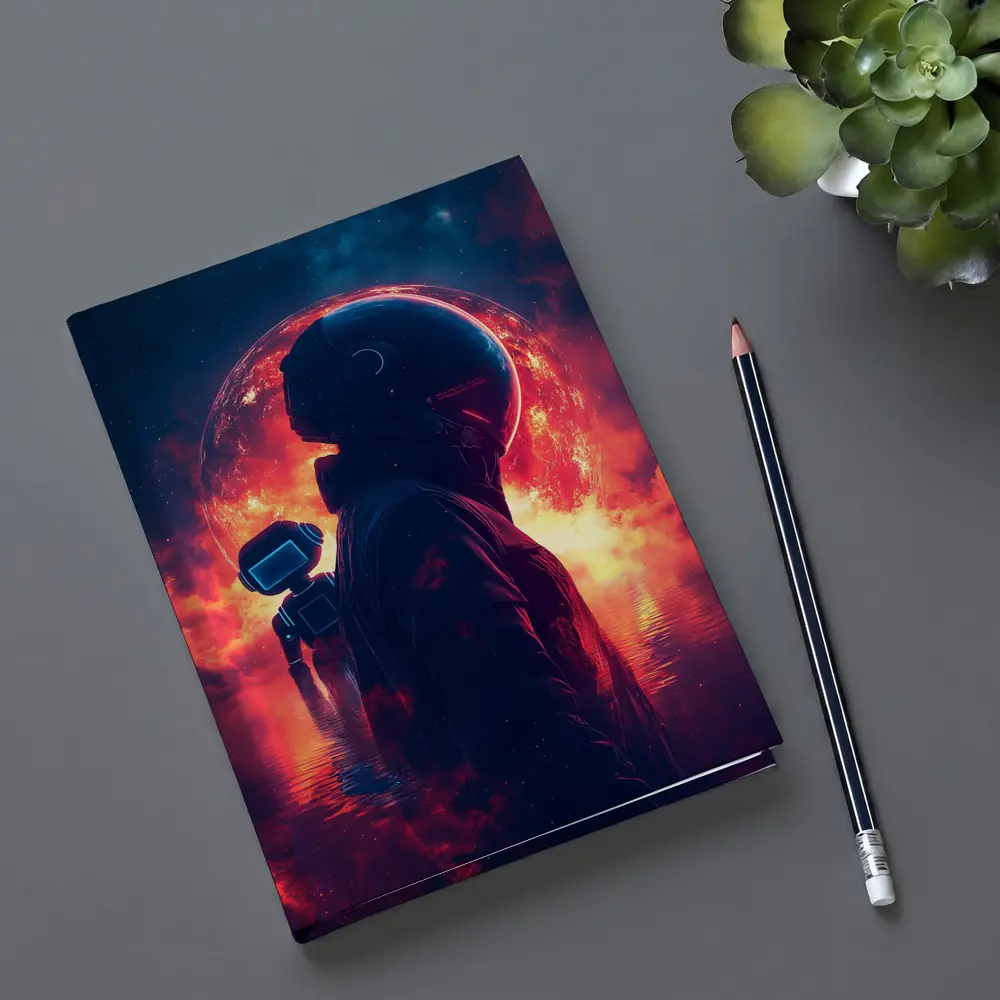 Astronaut Silhouette Red Planet Space Art – Notebooks