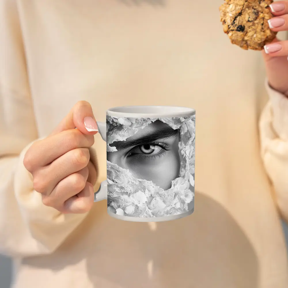 Woman Eye Surrounded By White Flowers – Mugs