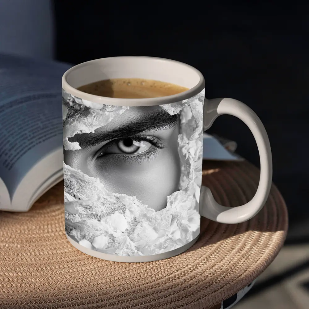 Woman Eye Surrounded By White Flowers – Mugs