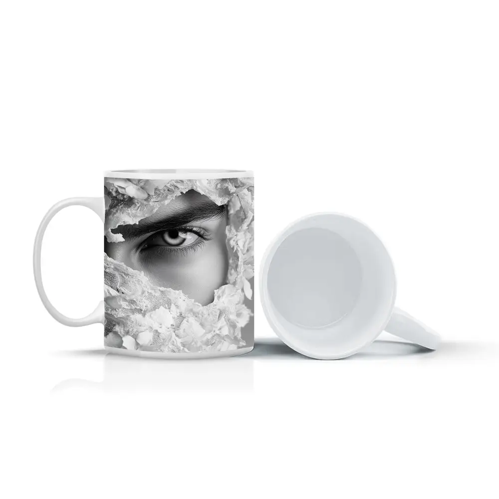 Woman Eye Surrounded By White Flowers – Mugs
