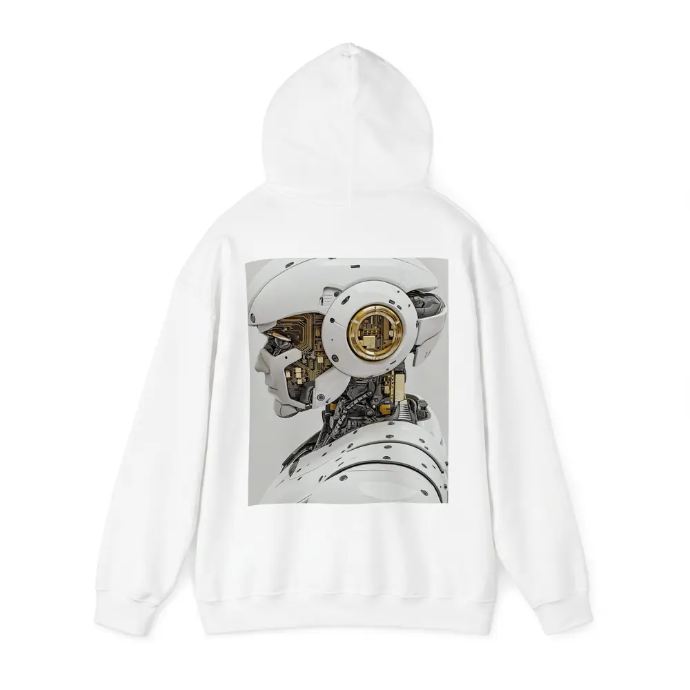 White Gold Robot Head Profile Side View – Hoodies