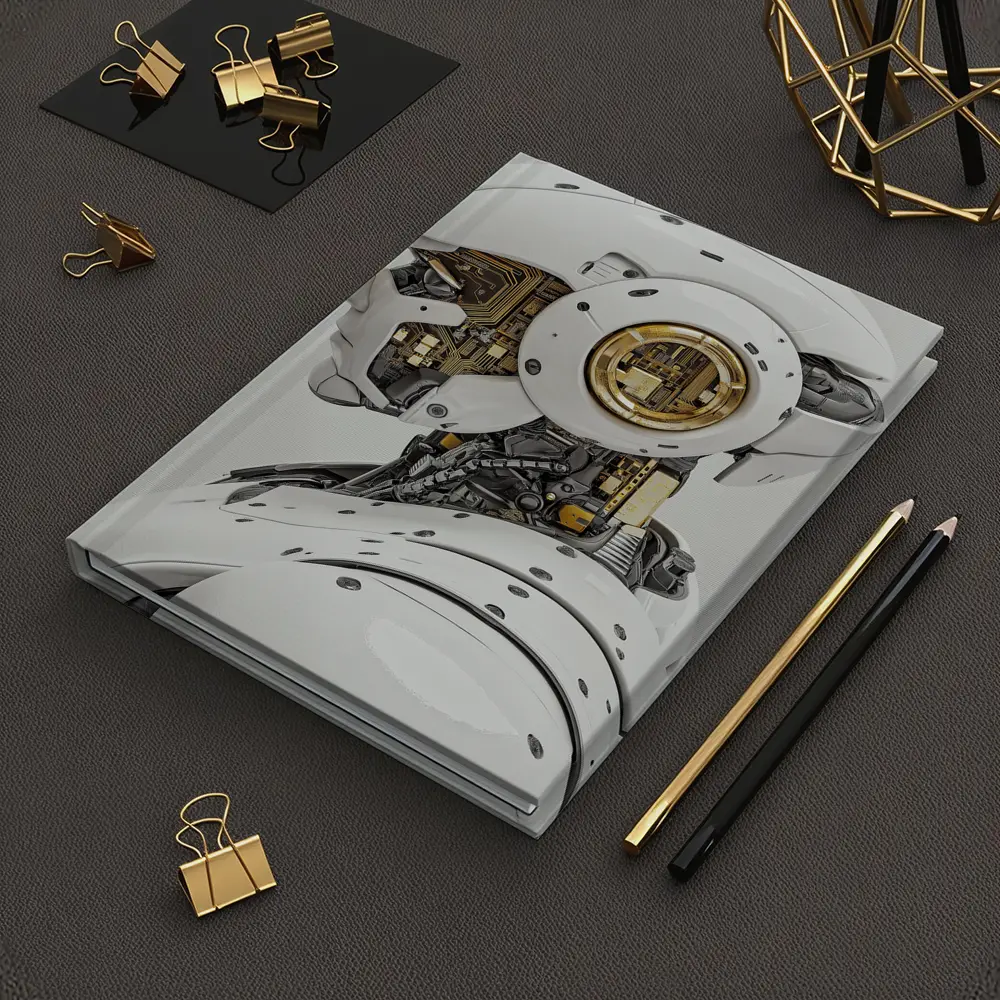 White Gold Robot Head Profile Side View – Notebooks