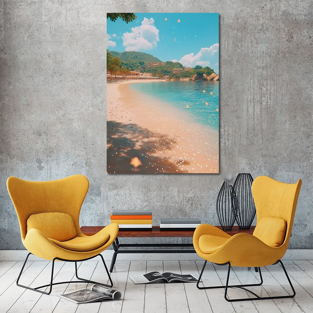 Tropical Beach Cove Clear Blue Water – Wall Art