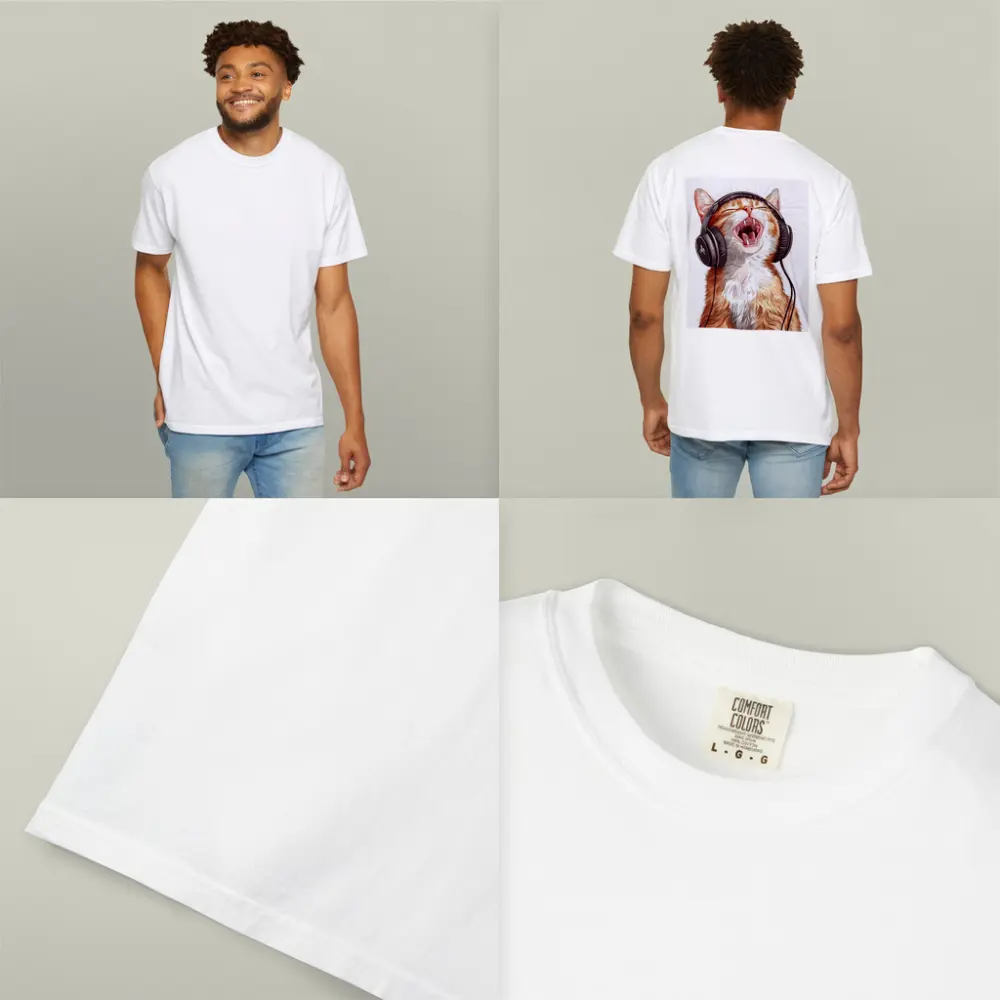 Orange Tabby Cat Singing With Headphones – T-Shirts
