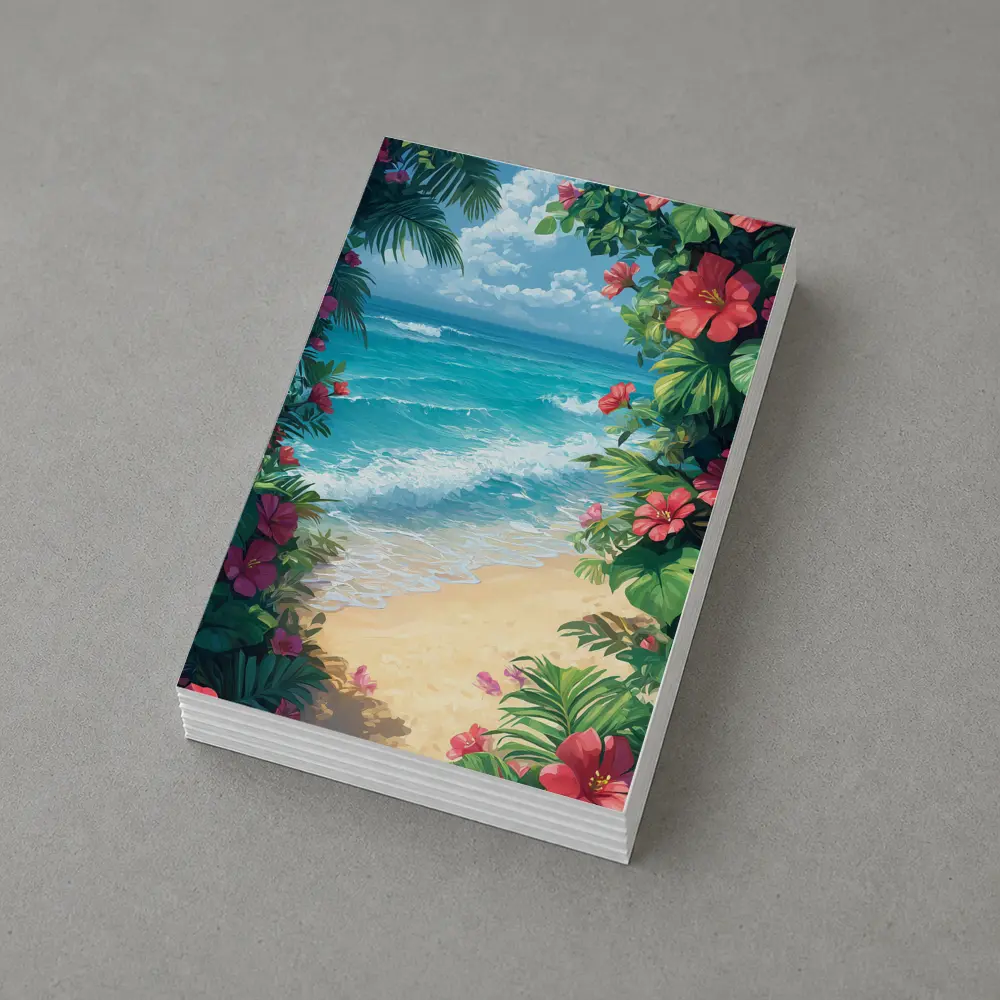 Tropical Beach Hibiscus Flowers Ocean View – Postcards