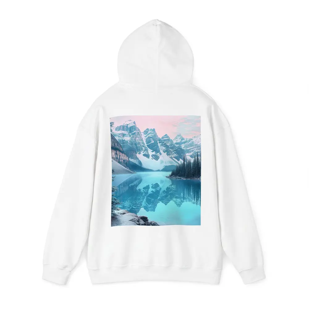 Snowy Mountain Lake Turquoise Reflection Forest – Hoodies
