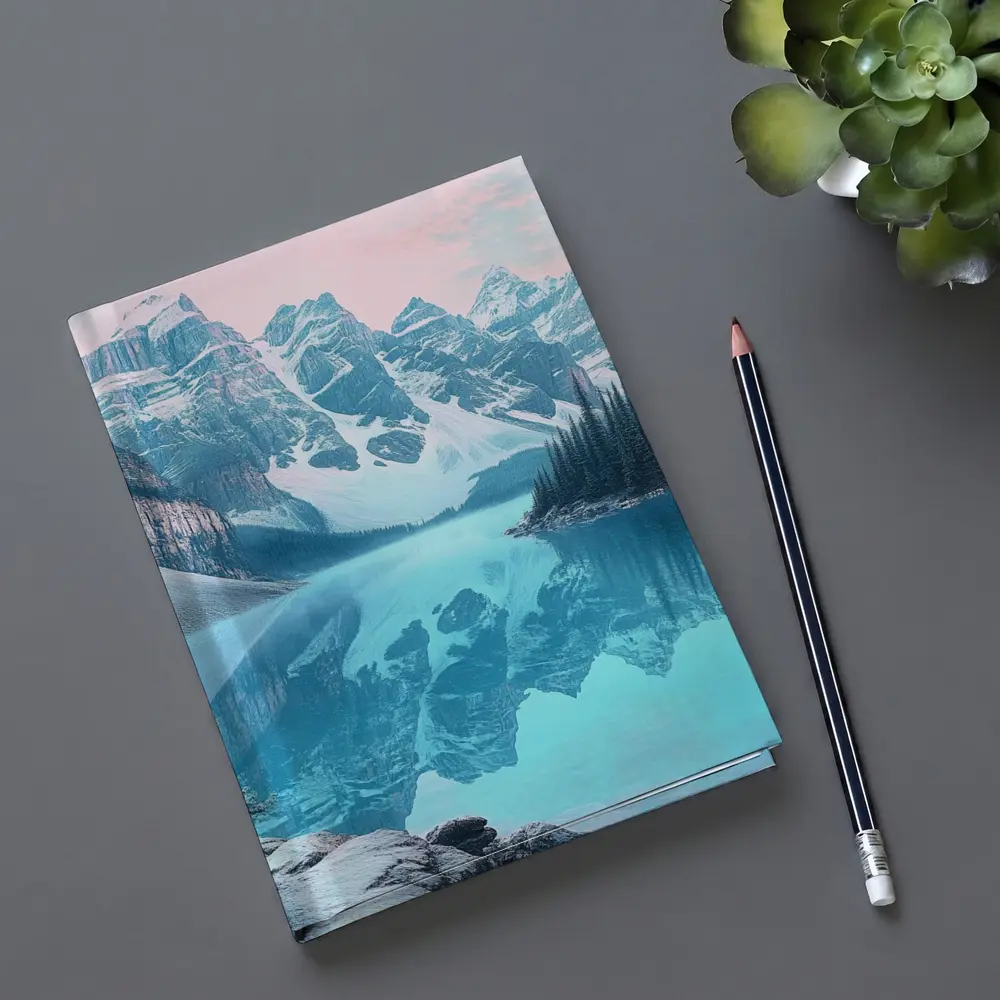 Snowy Mountain Lake Turquoise Reflection Forest – Notebooks