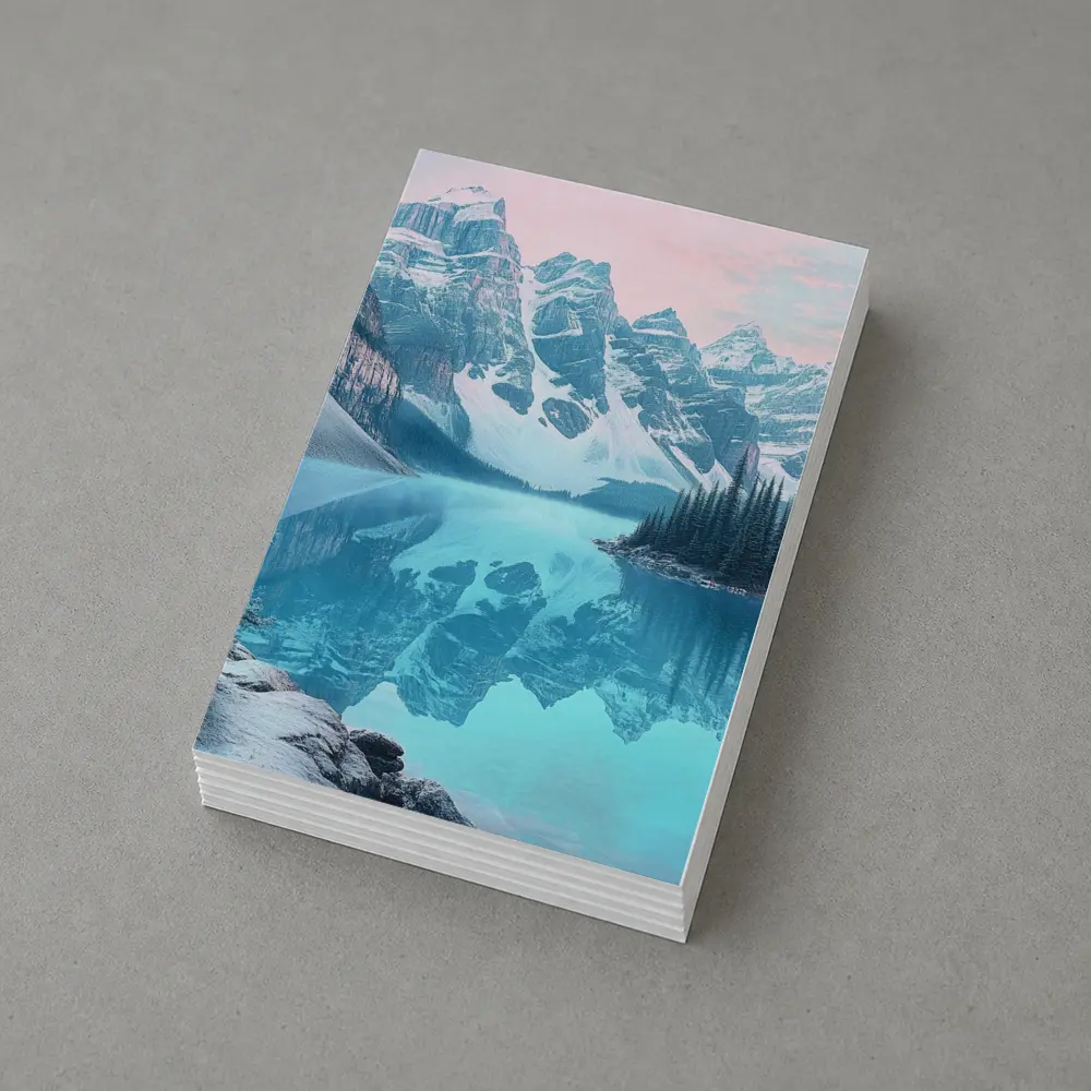 Snowy Mountain Lake Turquoise Reflection Forest – Postcards