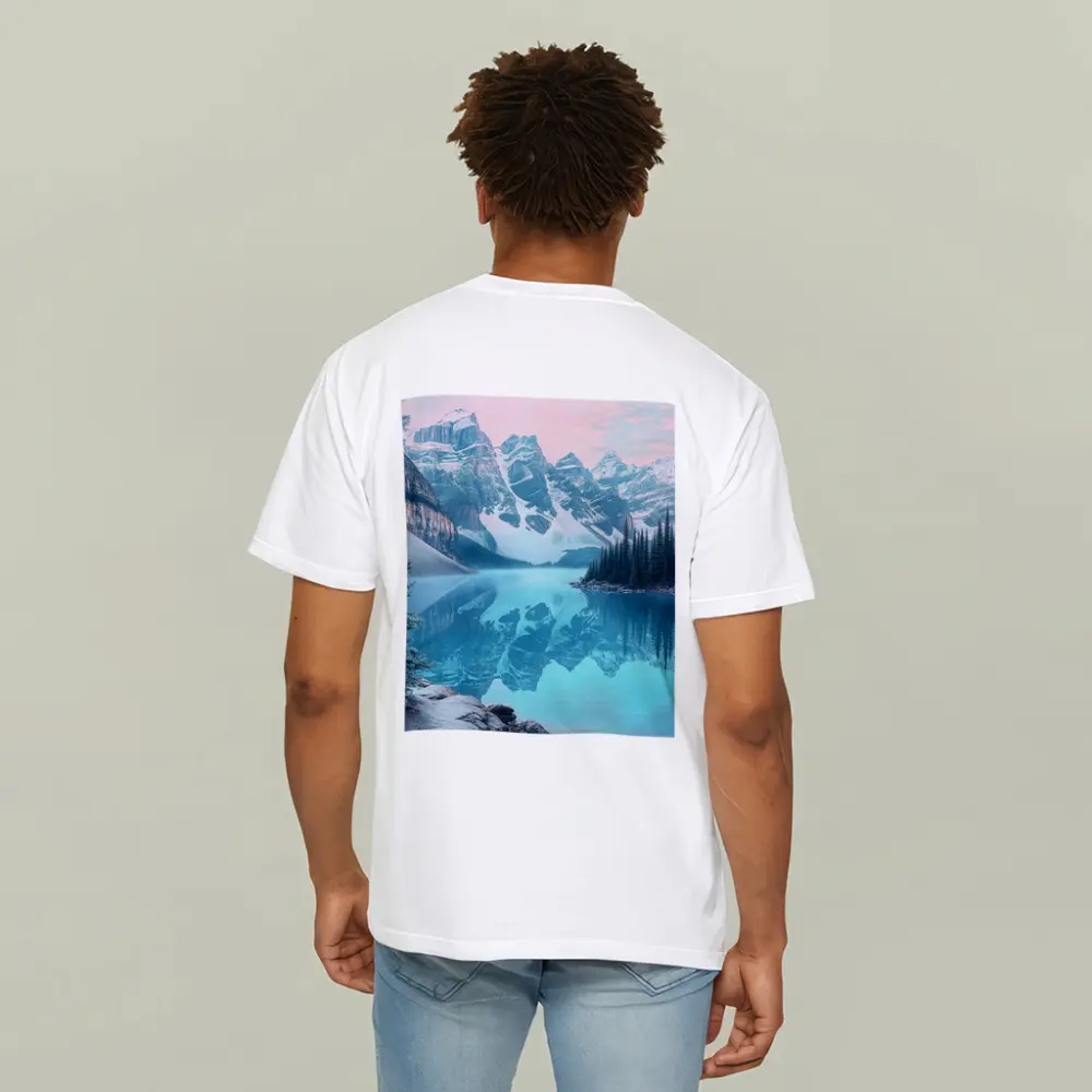 Snowy Mountain Lake Turquoise Reflection Forest – T-Shirts