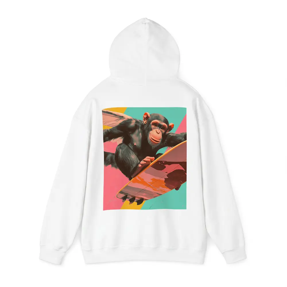 Surfing Chimpanzee Pop Art Colorful Background – Hoodies