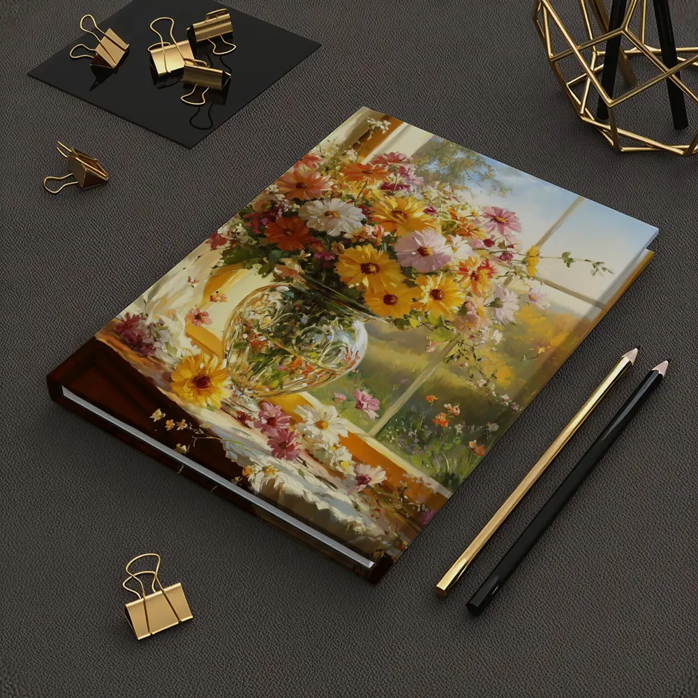 Colorful Wildflowers Glass Vase Sunny Window – Notebooks
