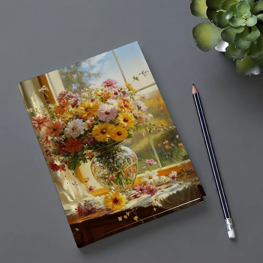 Colorful Wildflowers Glass Vase Sunny Window – Notebooks