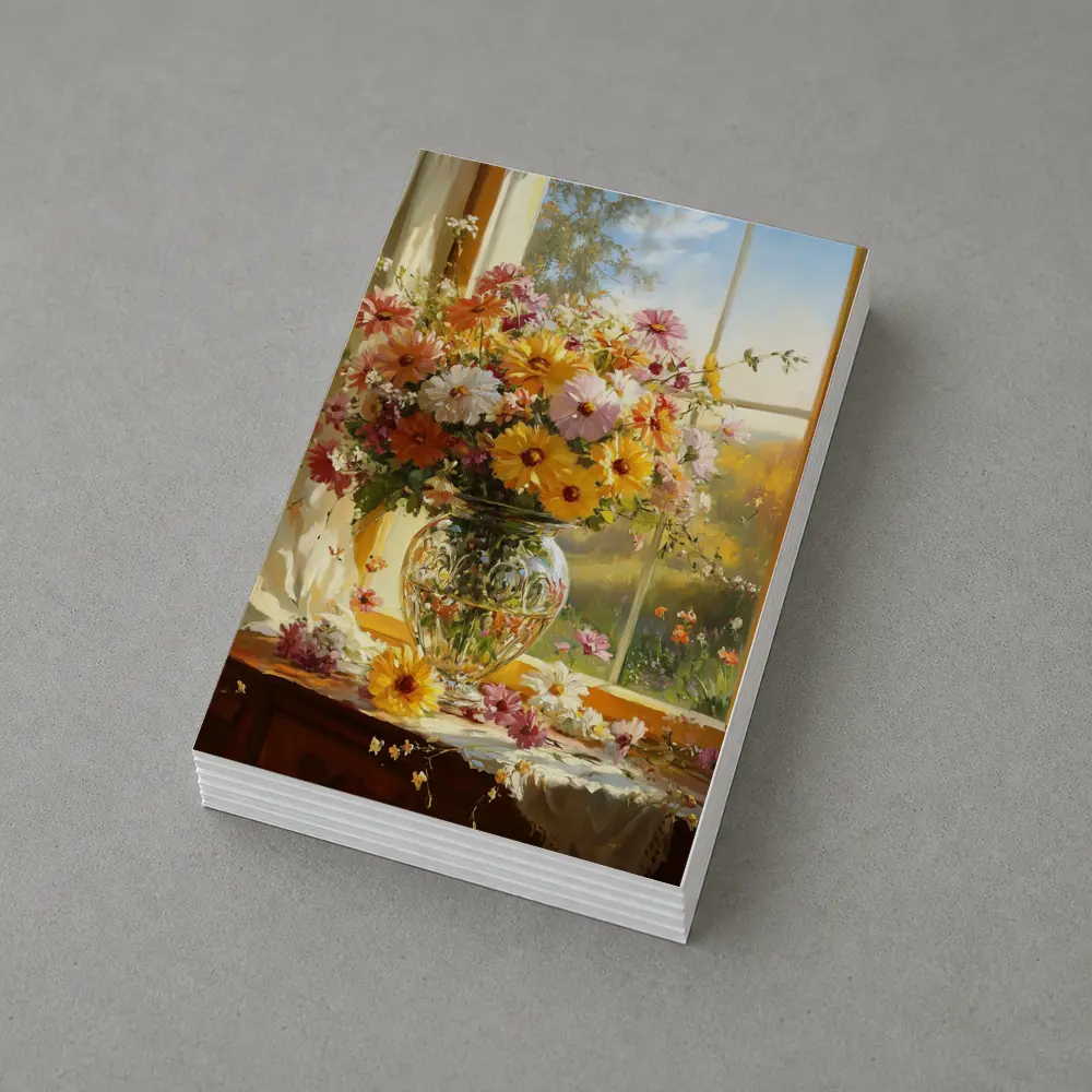 Colorful Wildflowers Glass Vase Sunny Window – Postcards