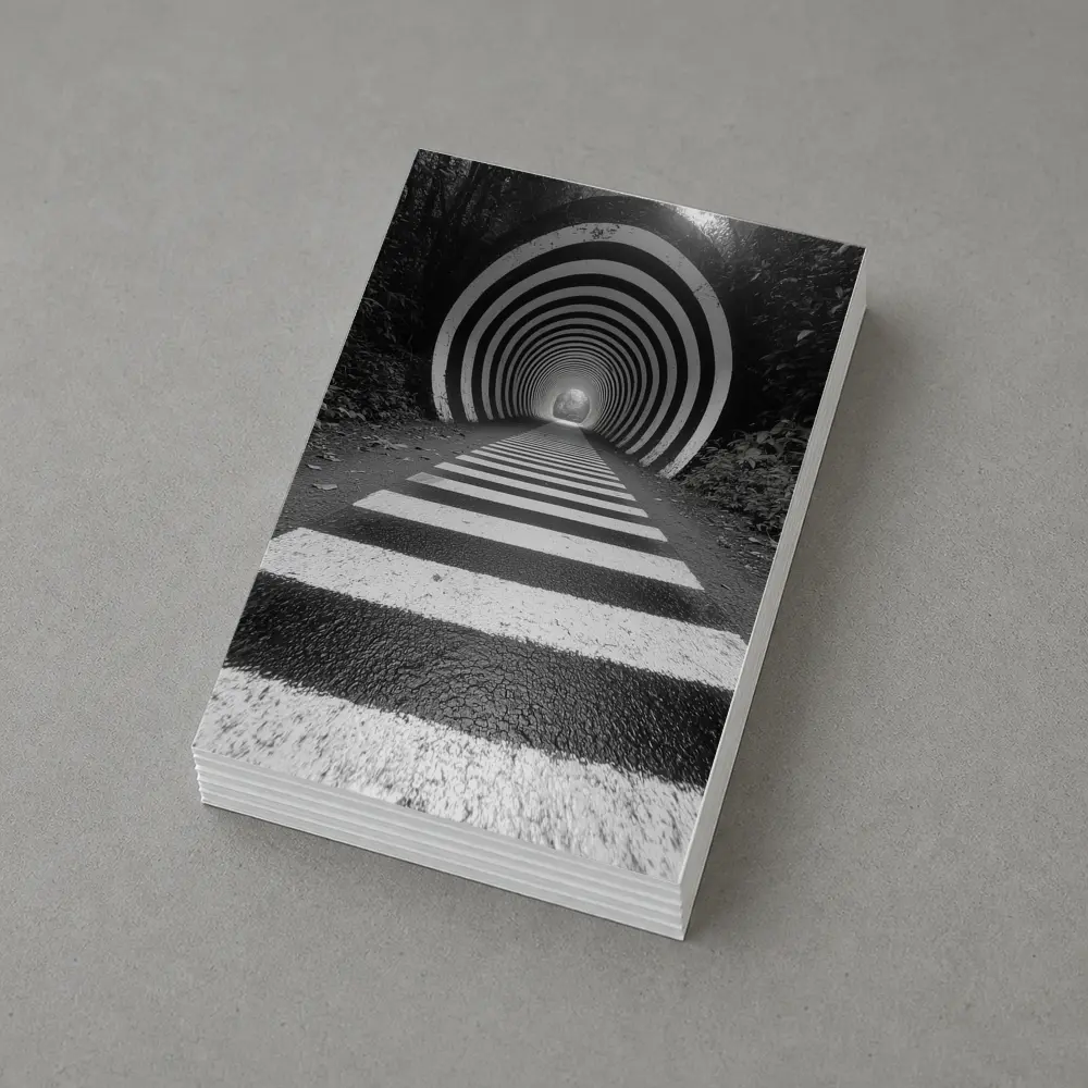 Black and White Striped Tunnel Forest Path – Postcards