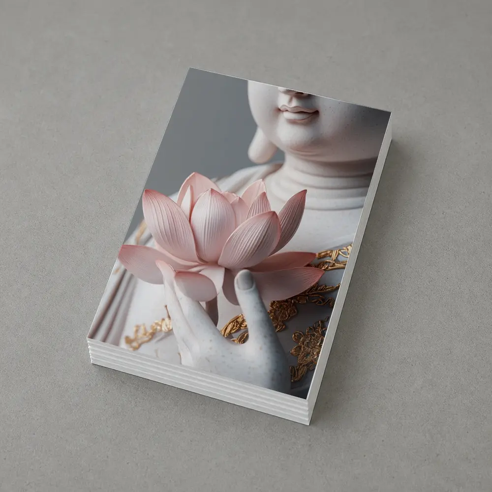 Guanyin Statue Holding Pink Lotus Flower – Postcards