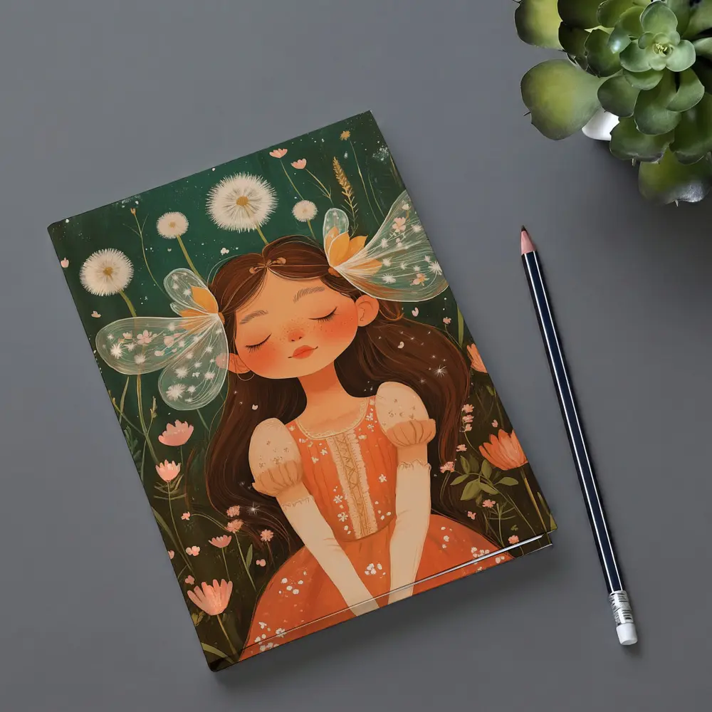 Fairy Girl Sitting In Flower Garden – Notebooks