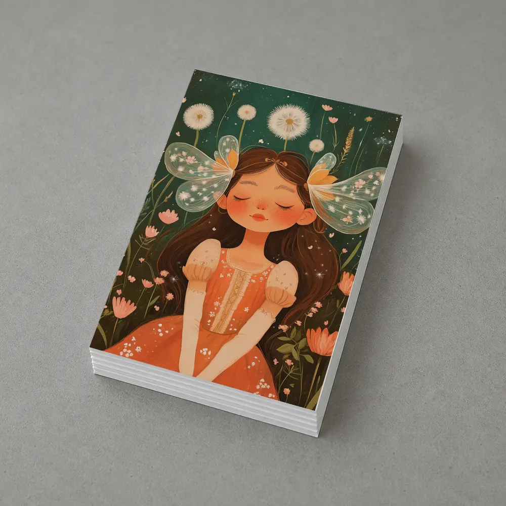 Fairy Girl Sitting In Flower Garden – Postcards