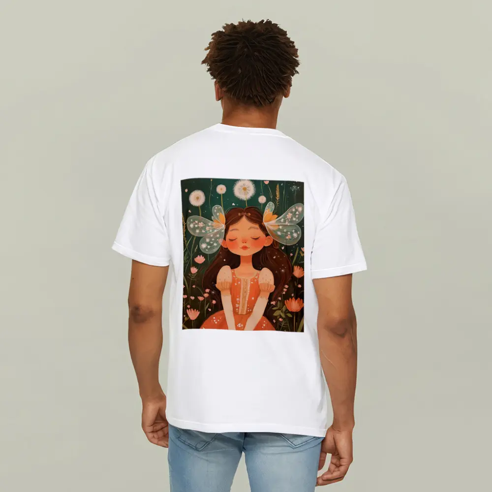 Fairy Girl Sitting In Flower Garden – T-Shirts