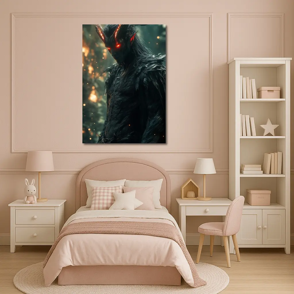 Dark Demon Lord With Glowing Red Eyes – Wall Art