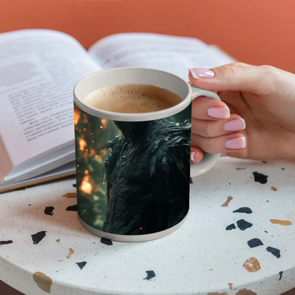 Dark Demon Lord With Glowing Red Eyes – Mugs