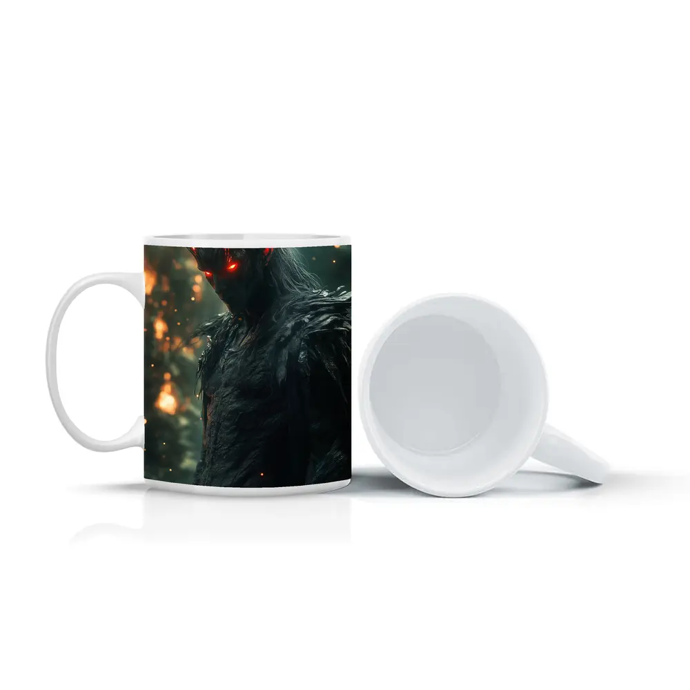 Dark Demon Lord With Glowing Red Eyes – Mugs