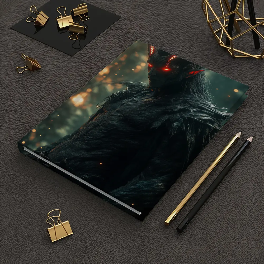 Dark Demon Lord With Glowing Red Eyes – Notebooks