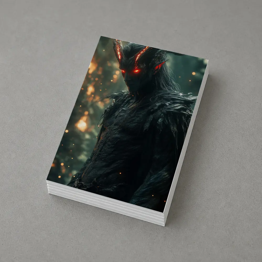Dark Demon Lord With Glowing Red Eyes – Postcards