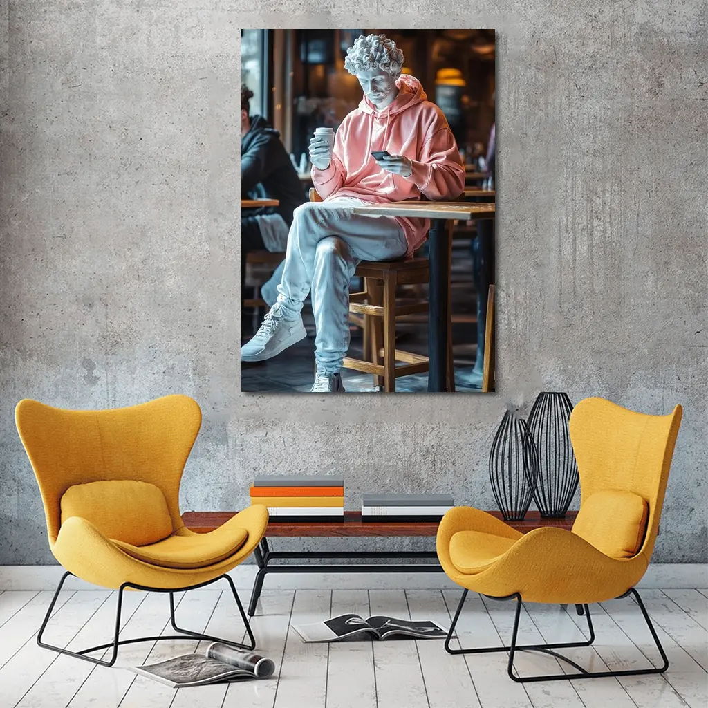 Greek Statue Streetwear Pink Hoodie Cafe – Wall Art