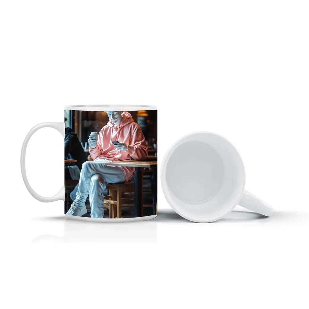 Greek Statue Streetwear Pink Hoodie Cafe – Mugs