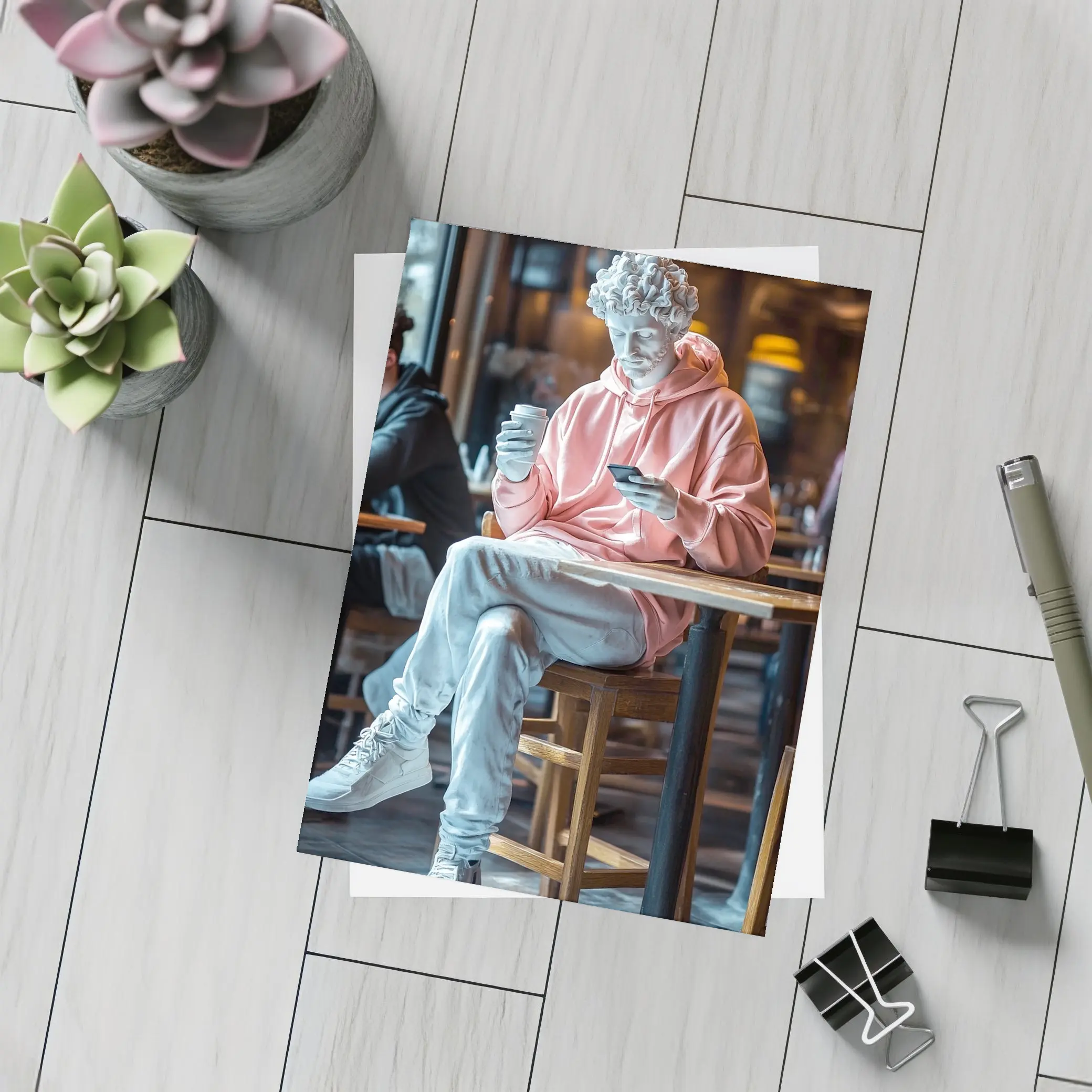 Greek Statue Streetwear Pink Hoodie Cafe – Postcards