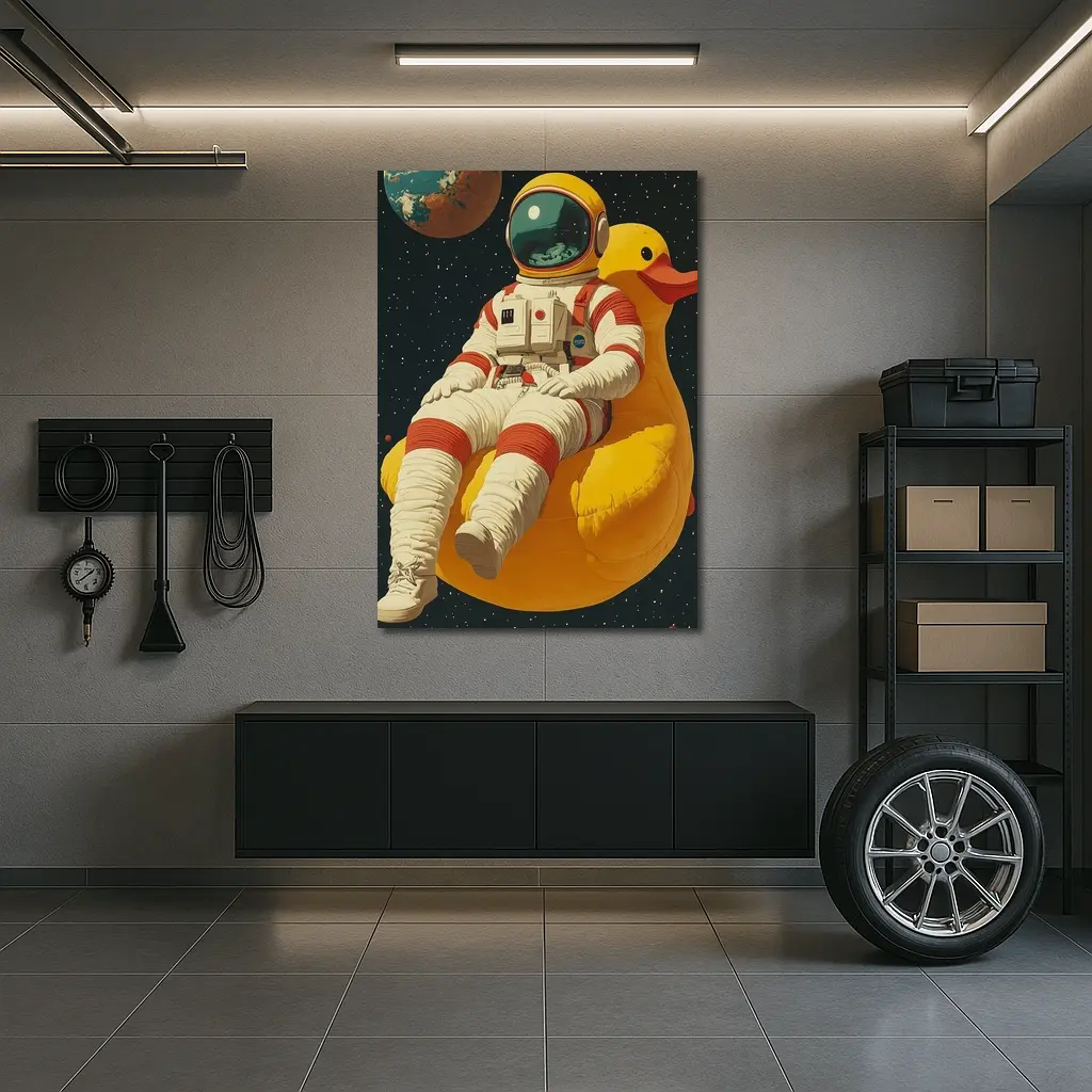 Astronaut Floating On Rubber Duck Space – Wall Art