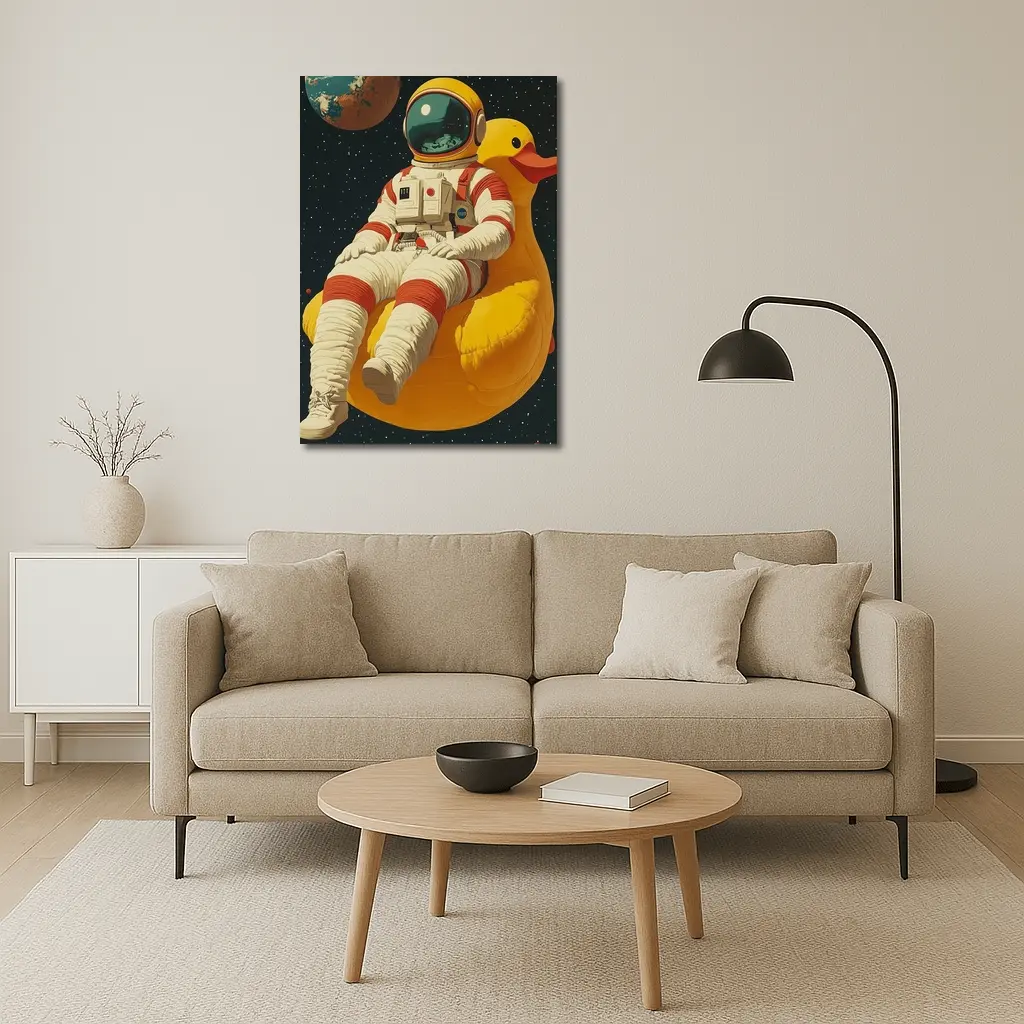 Astronaut Floating On Rubber Duck Space – Wall Art