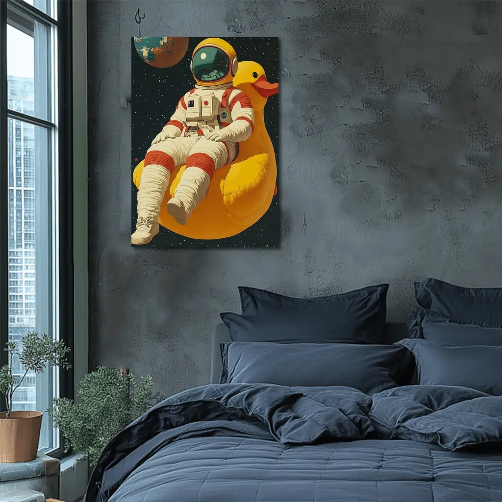 Astronaut Floating On Rubber Duck Space – Wall Art