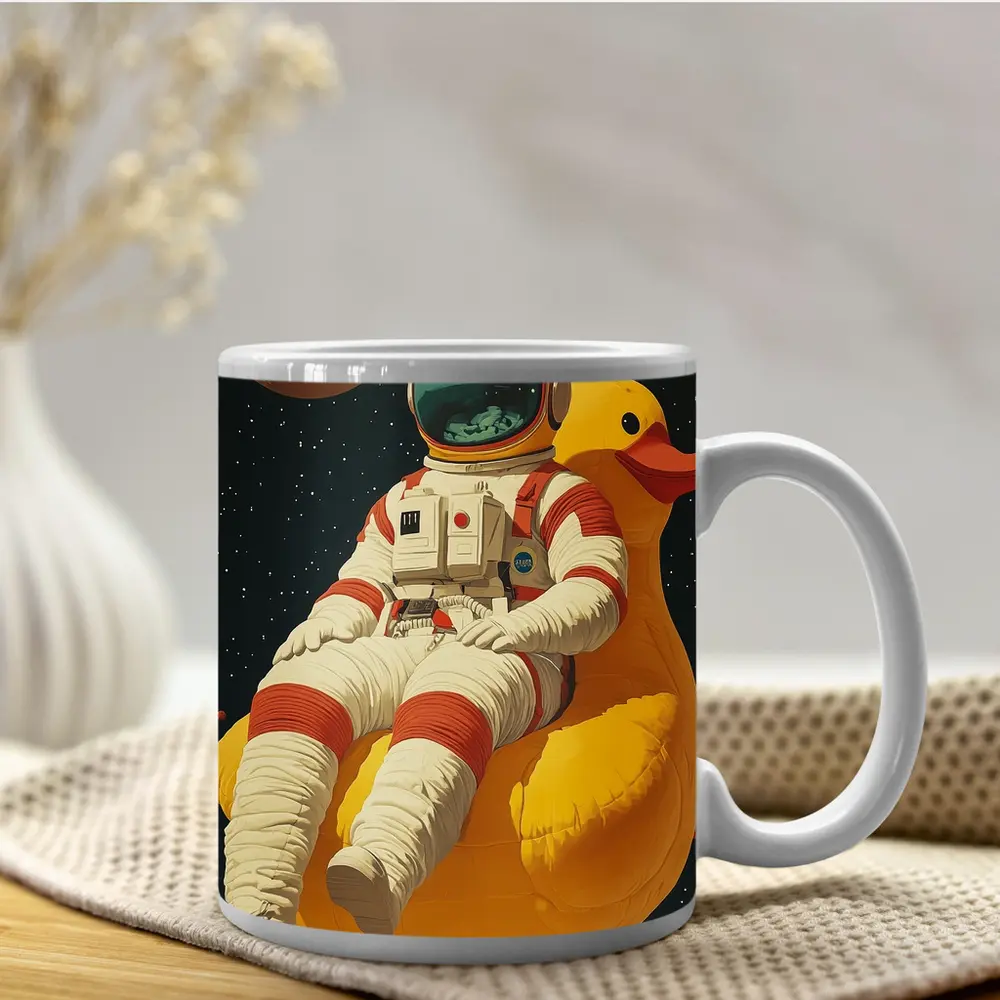 Astronaut Floating On Rubber Duck Space – Mugs