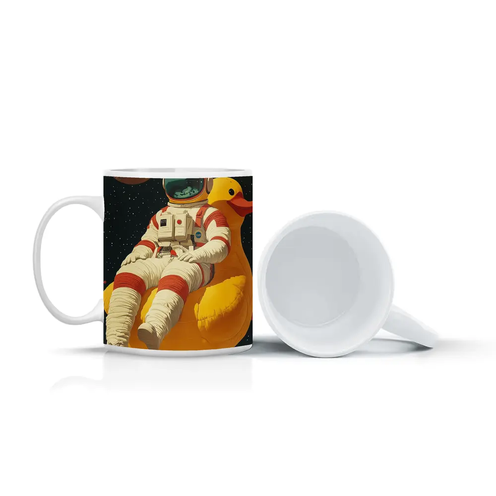 Astronaut Floating On Rubber Duck Space – Mugs