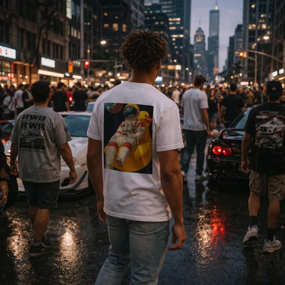 Astronaut Floating On Rubber Duck Space – T-Shirts