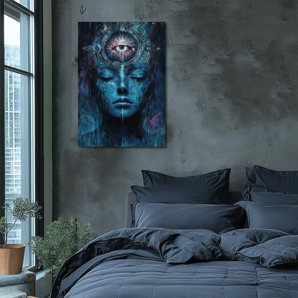 Third Eye Mystic Face Blue Dark Art – Wall Art