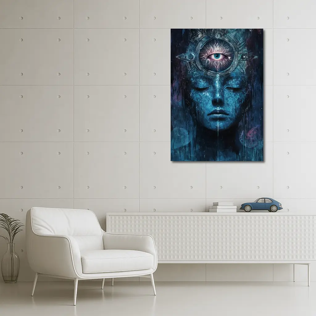 Third Eye Mystic Face Blue Dark Art – Wall Art