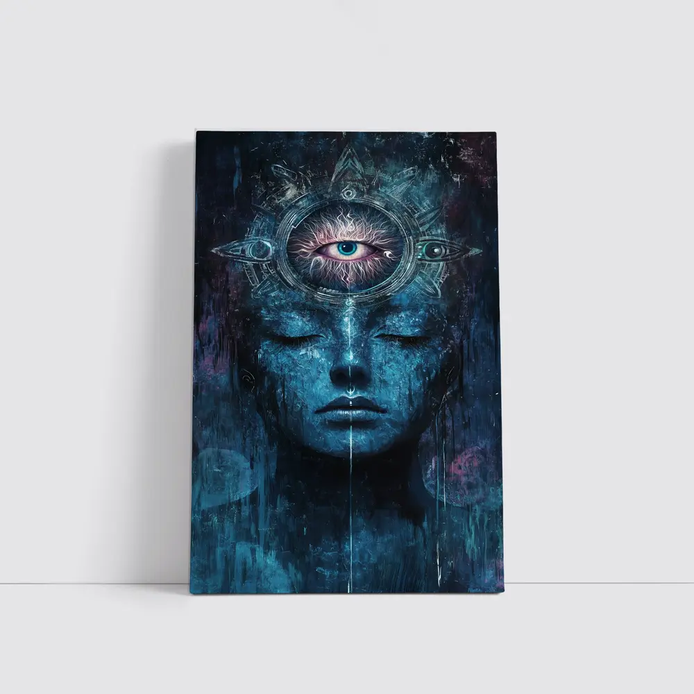 Third Eye Mystic Face Blue Dark Art – Wall Art