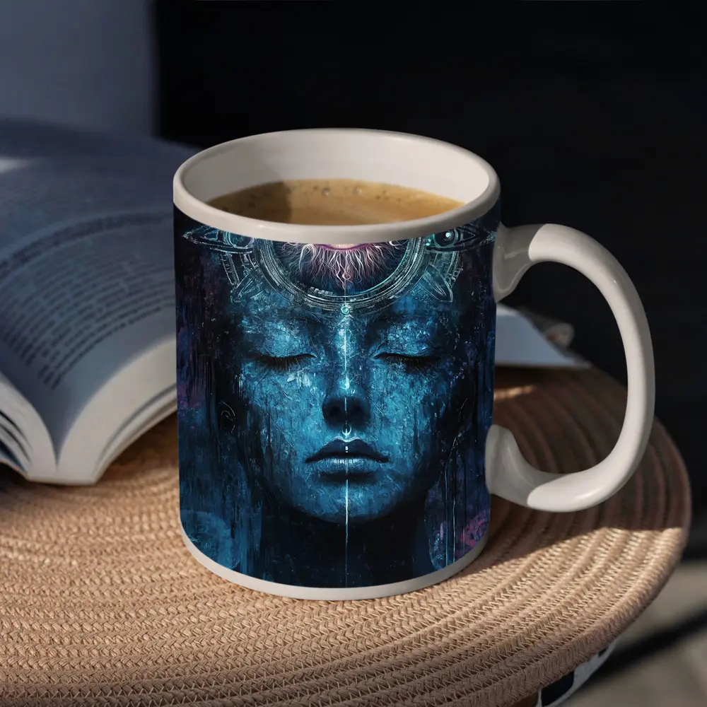 Third Eye Mystic Face Blue Dark Art – Mugs
